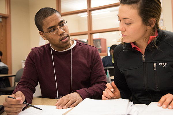 Math tutor with student at Seattle Central College